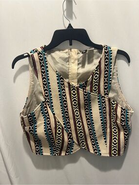 H&M Tribal Crop Tank Top - Cream with Multicolor Stripes